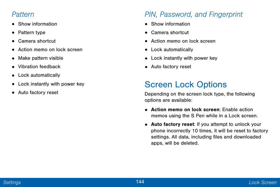 Screen lock options | Samsung Galaxy Note Edge User Manual | Page 153 / 201