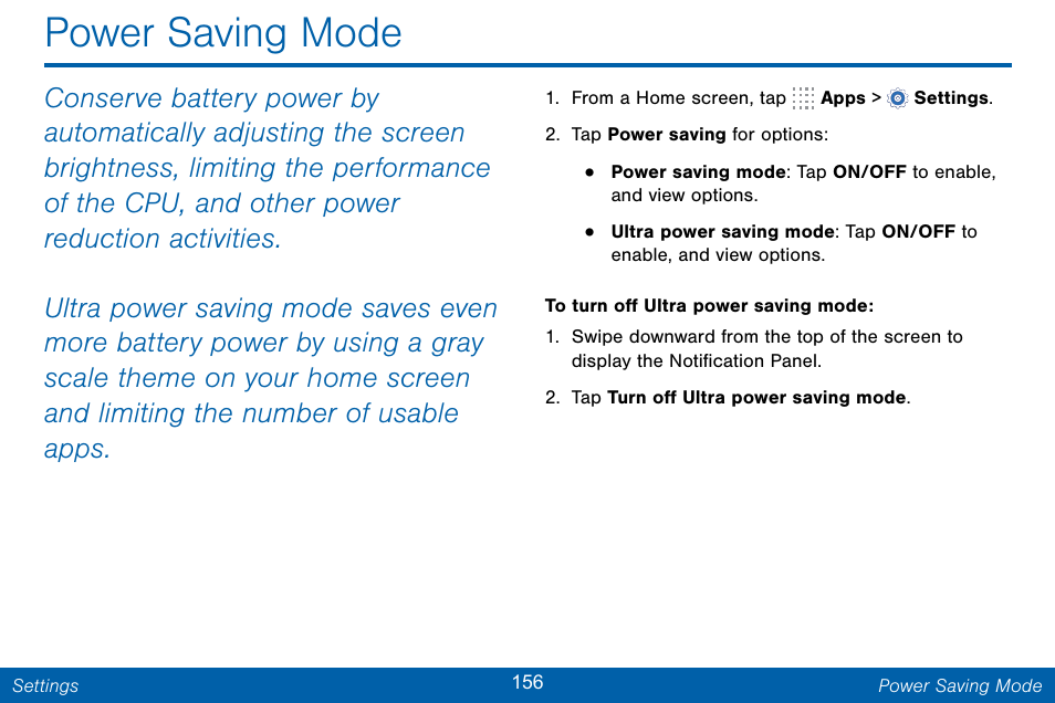 Power saving mode | Samsung Galaxy Note Edge User Manual | Page 165 / 201