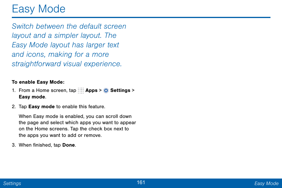 Easy mode | Samsung Galaxy Note Edge User Manual | Page 170 / 201