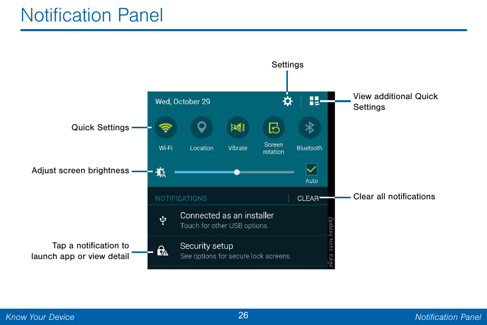 Notification panel | Samsung Galaxy Note Edge User Manual | Page 35 / 201