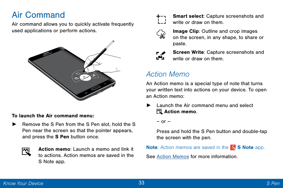 Air command | Samsung Galaxy Note Edge User Manual | Page 42 / 201
