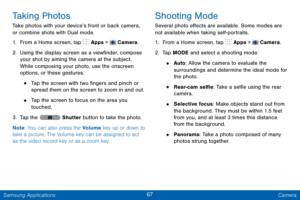 Taking photos, Shooting mode | Samsung Galaxy Note Edge User Manual | Page 76 / 201