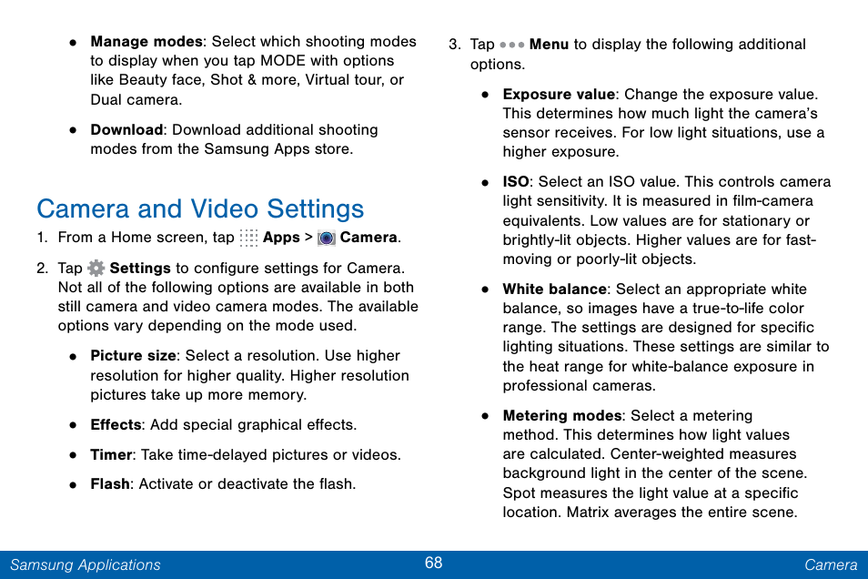 Camera and video settings | Samsung Galaxy Note Edge User Manual | Page 77 / 201