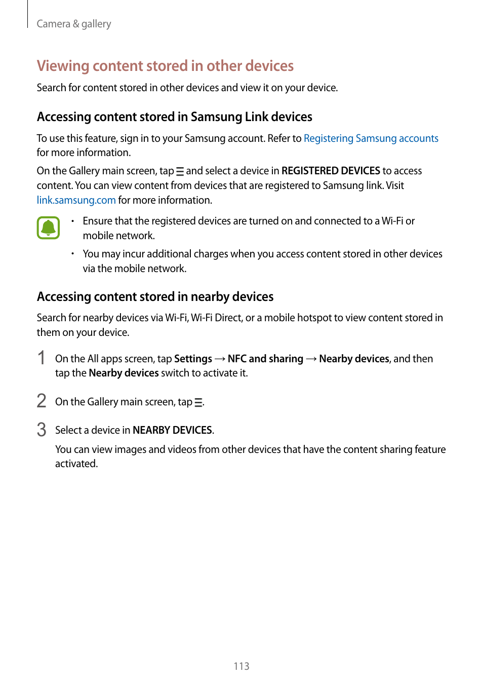 Viewing content stored in other devices | Samsung Galaxy Note Edge User Manual | Page 113 / 208