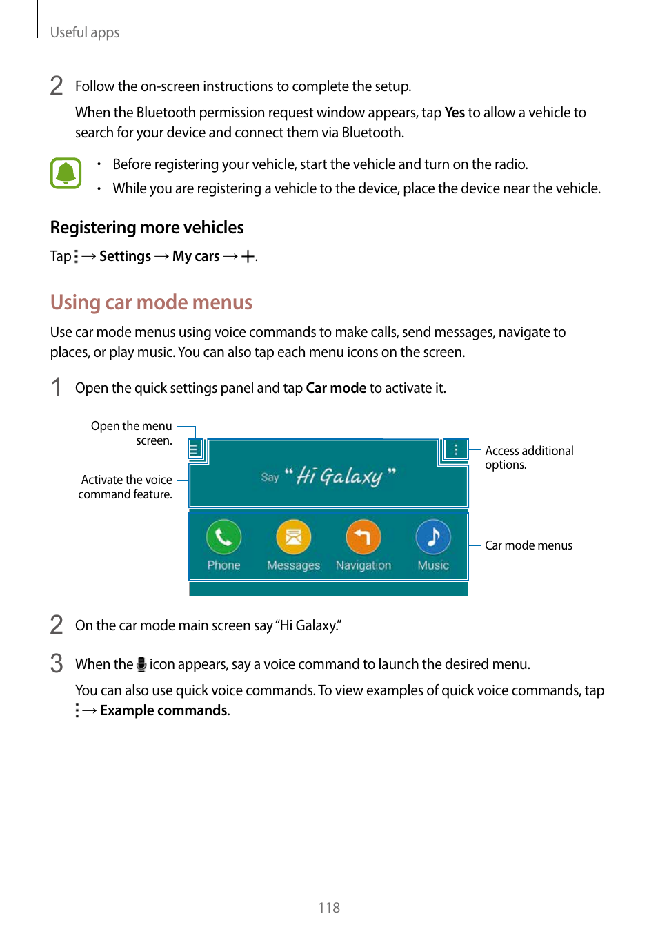 Using car mode menus | Samsung Galaxy Note Edge User Manual | Page 118 / 208
