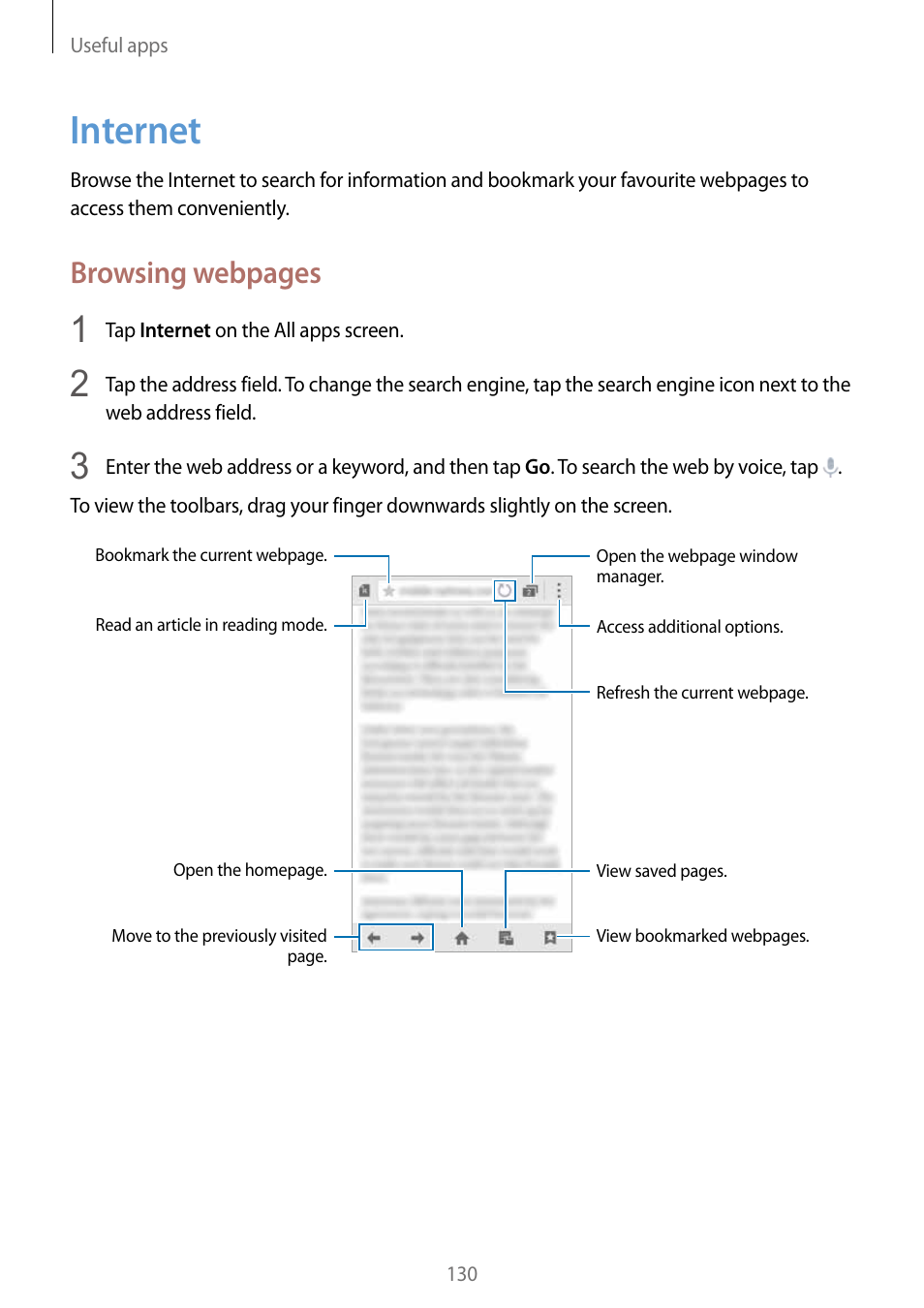 Internet, 130 internet, Browsing webpages | Samsung Galaxy Note Edge User Manual | Page 130 / 208