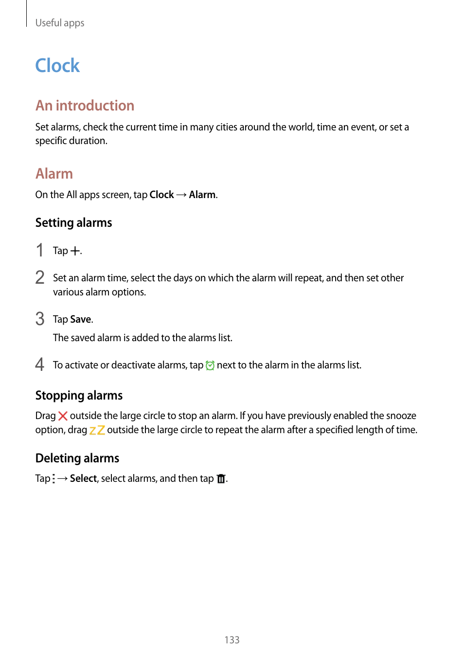 Clock, 133 clock, An introduction | Alarm | Samsung Galaxy Note Edge User Manual | Page 133 / 208