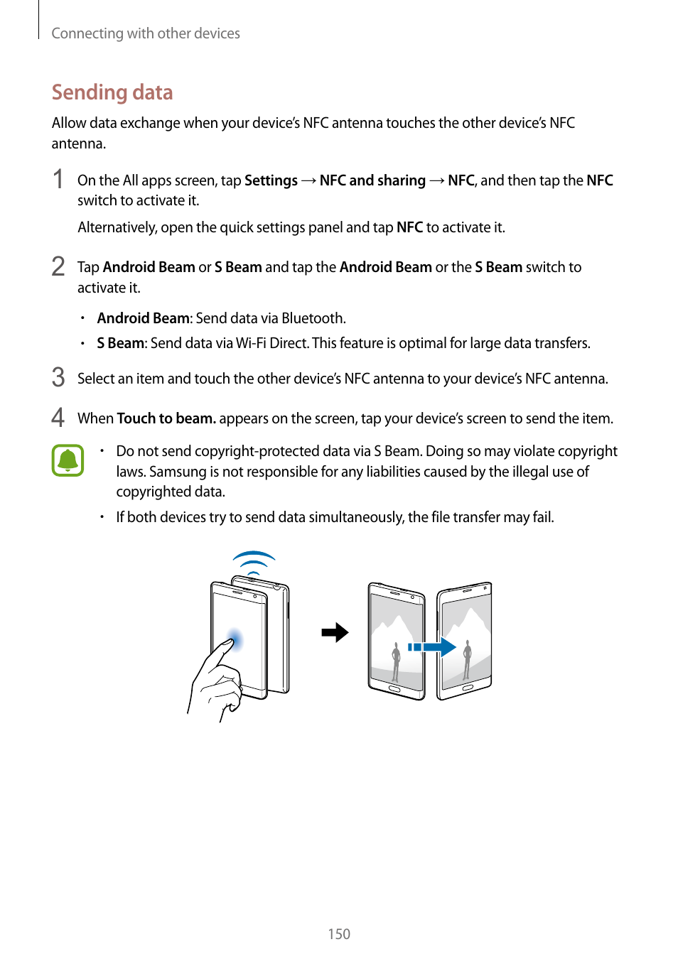 Sending data | Samsung Galaxy Note Edge User Manual | Page 150 / 208