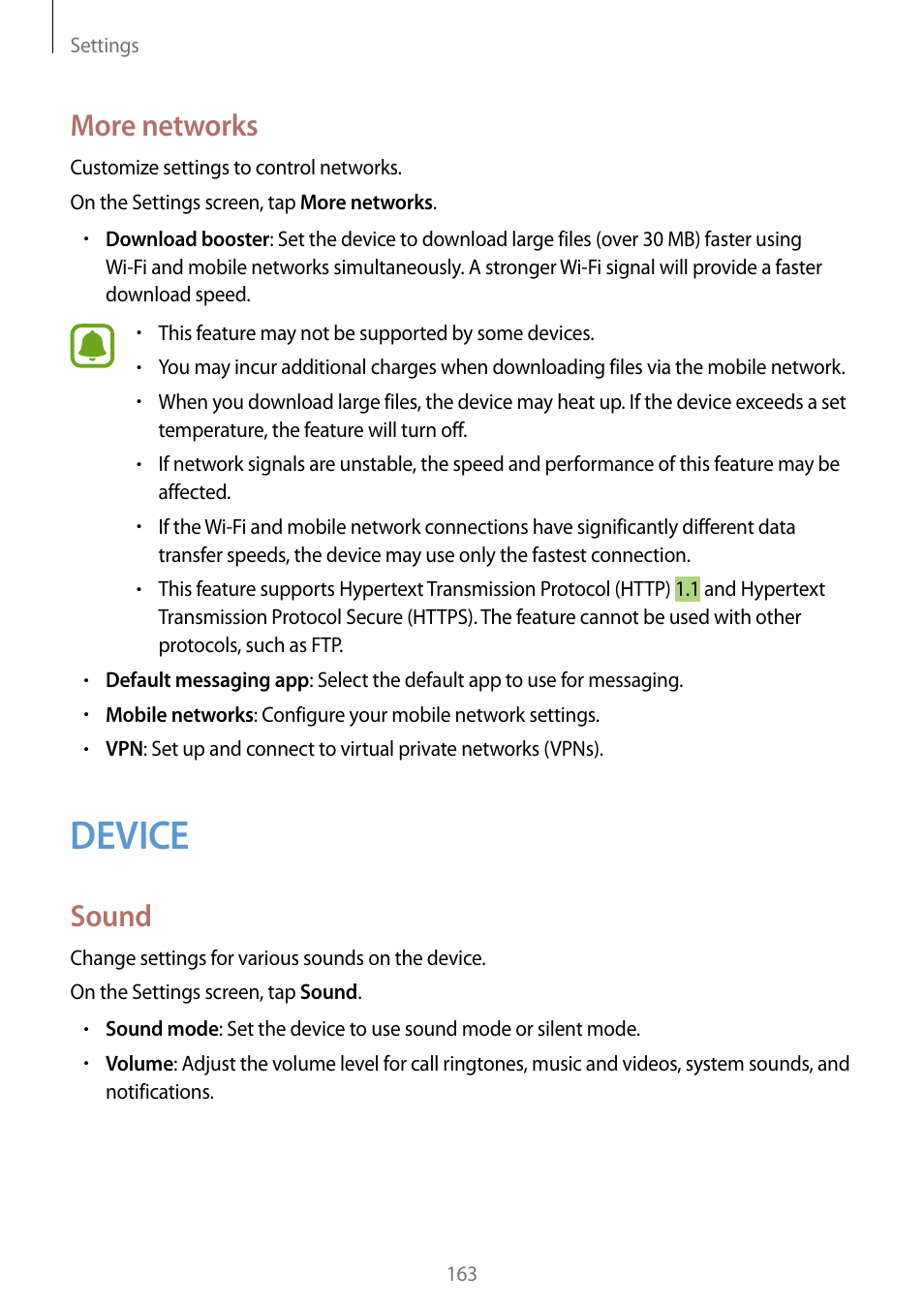 Device, 163 device, More networks | Sound | Samsung Galaxy Note Edge User Manual | Page 163 / 208