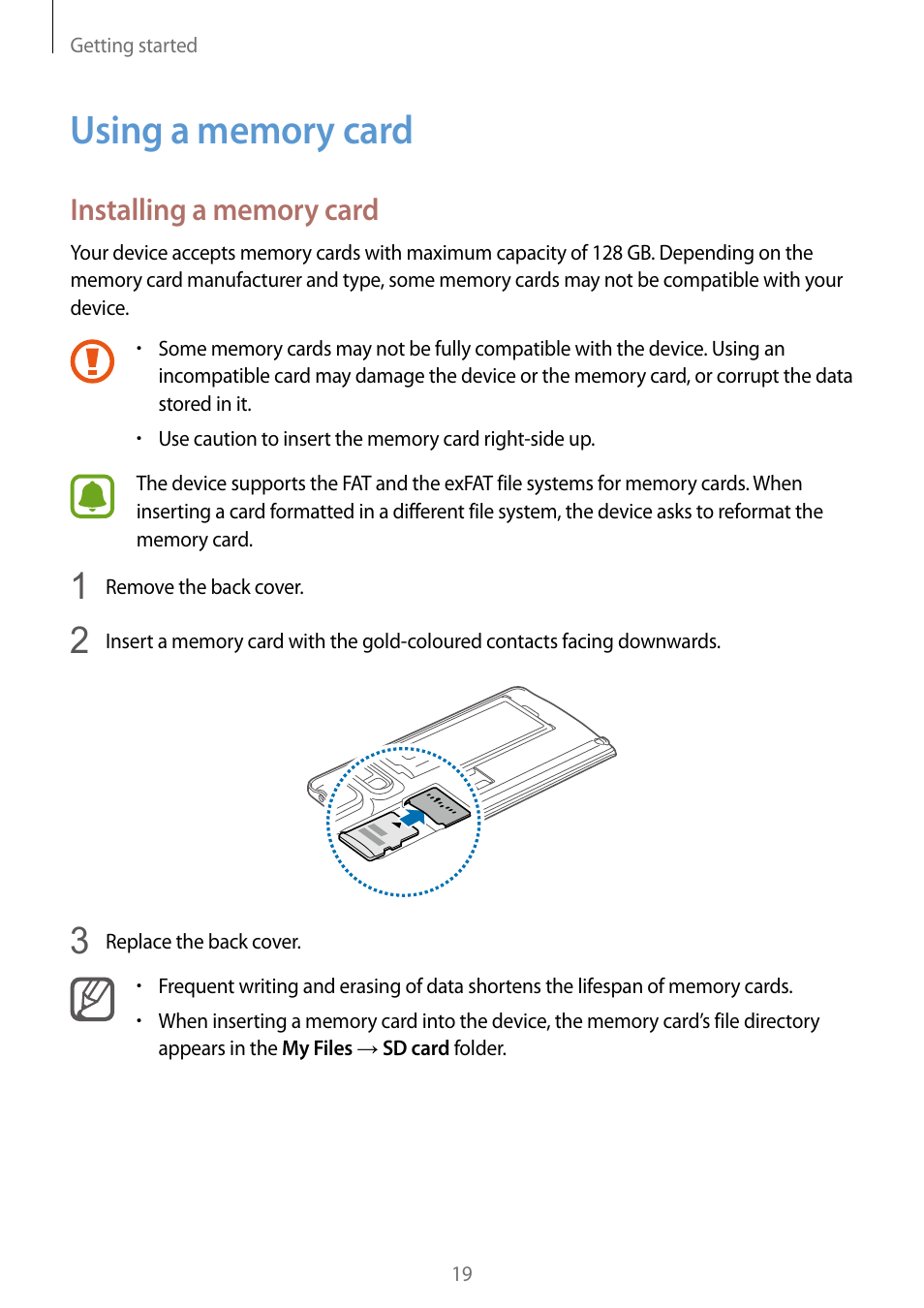 Using a memory card, 19 using a memory card | Samsung Galaxy Note Edge User Manual | Page 19 / 208