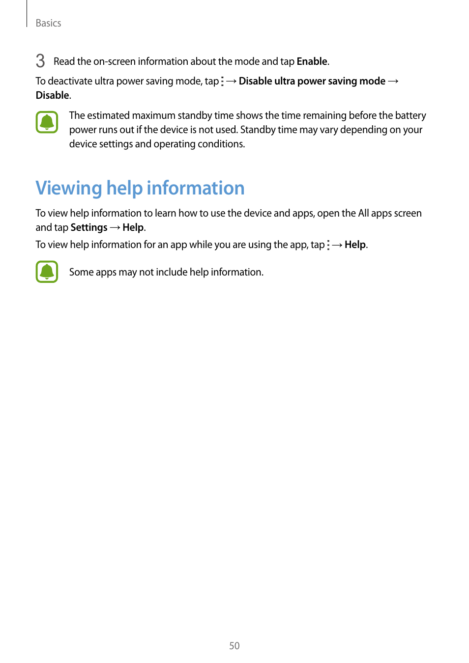 Viewing help information, 50 viewing help information | Samsung Galaxy Note Edge User Manual | Page 50 / 208