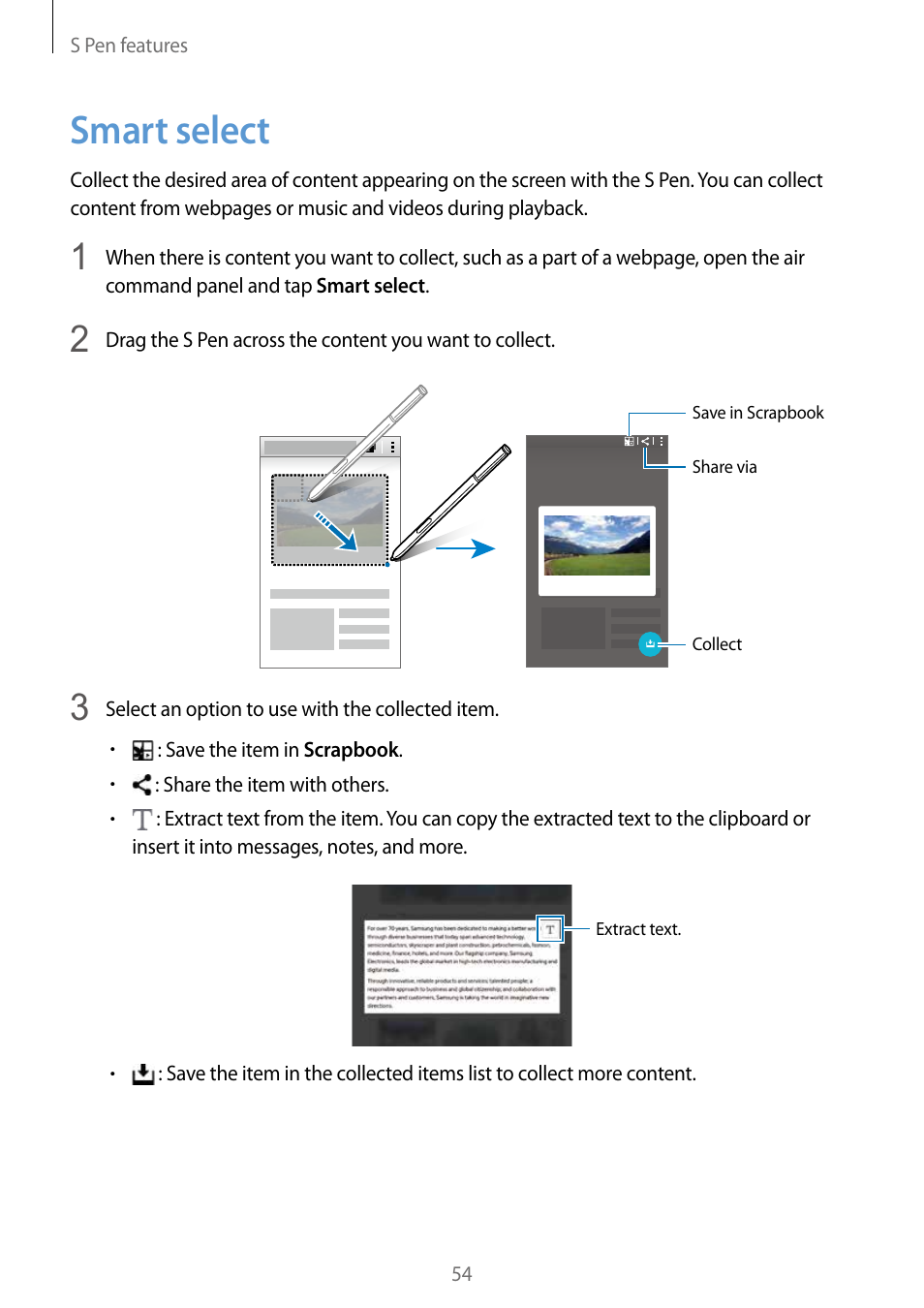 Smart select, 54 smart select | Samsung Galaxy Note Edge User Manual | Page 54 / 208
