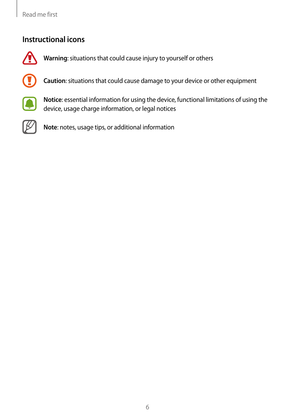 Instructional icons | Samsung Galaxy Note Edge User Manual | Page 6 / 208