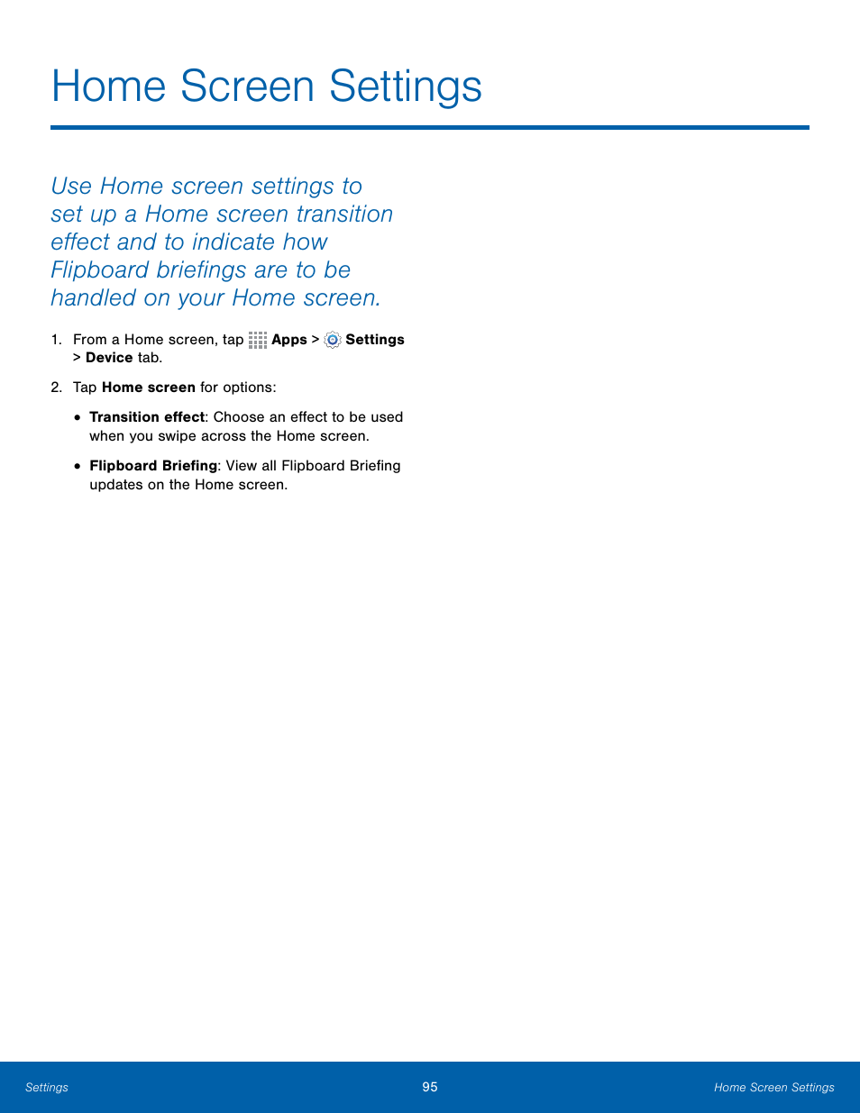 Home screen settings | Samsung Galaxy Note Edge User Manual | Page 101 / 134