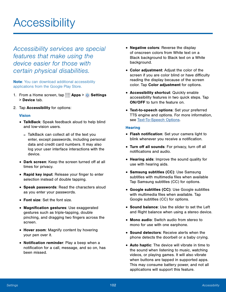 Accessibility | Samsung Galaxy Note Edge User Manual | Page 108 / 134