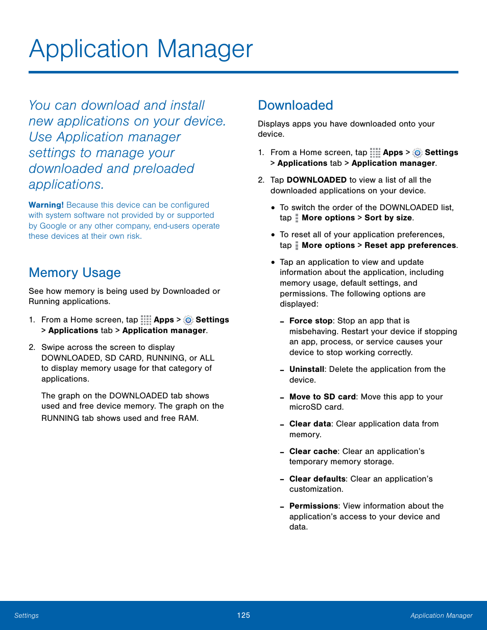 Application manager, Downloaded | Samsung Galaxy Note Edge User Manual | Page 131 / 134