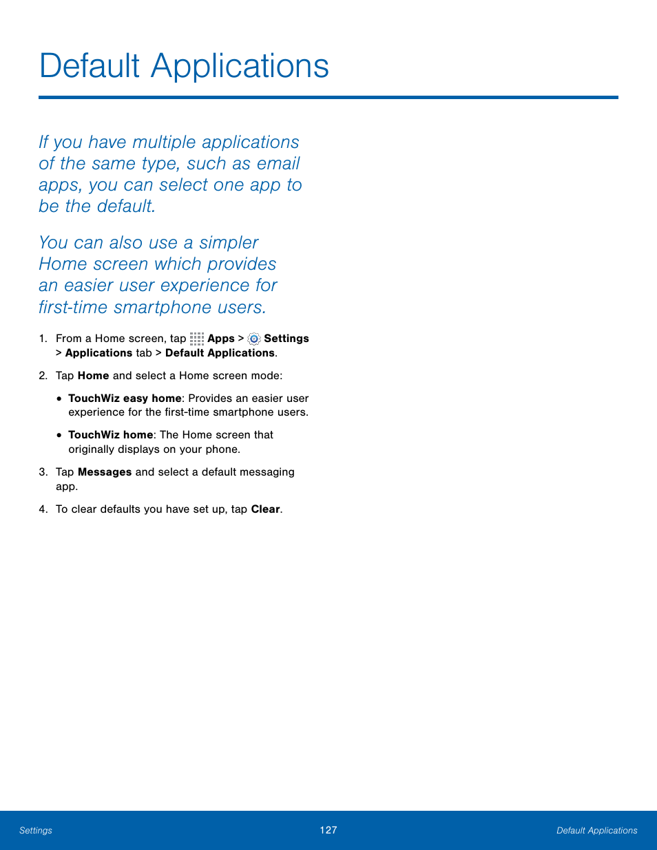 Default applications | Samsung Galaxy Note Edge User Manual | Page 133 / 134