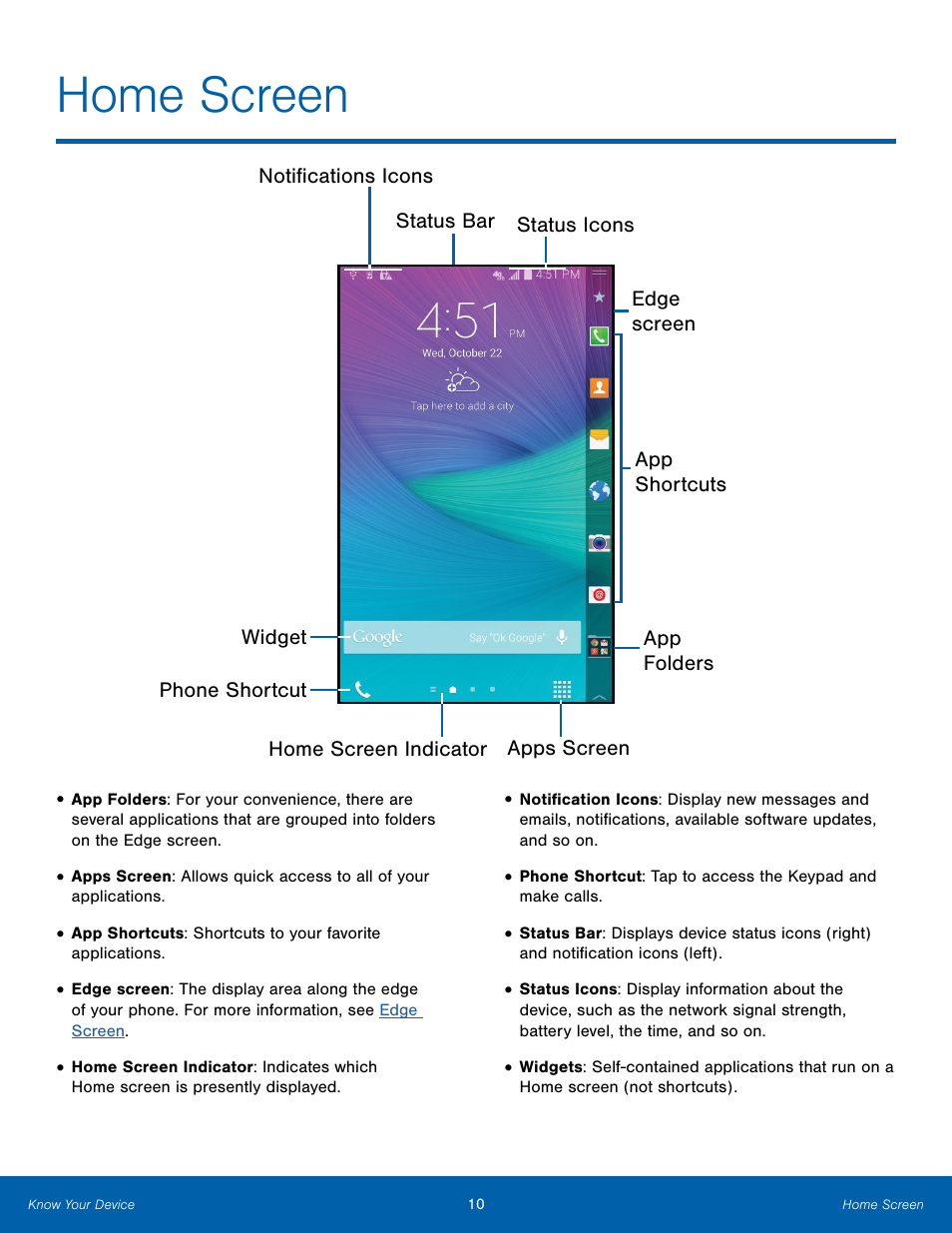 Home screen | Samsung Galaxy Note Edge User Manual | Page 16 / 134