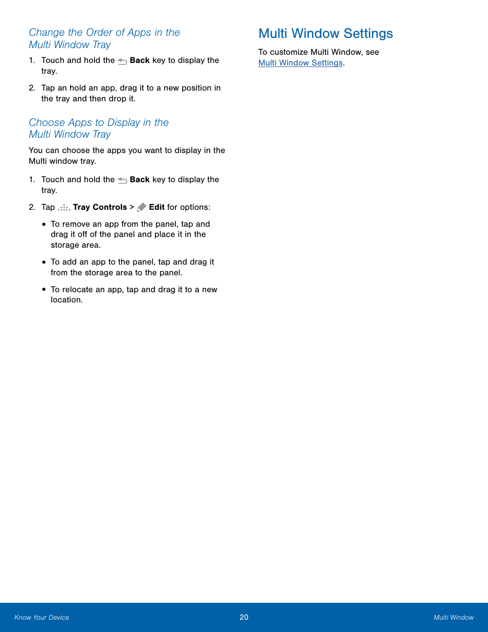 Multi window settings | Samsung Galaxy Note Edge User Manual | Page 26 / 134