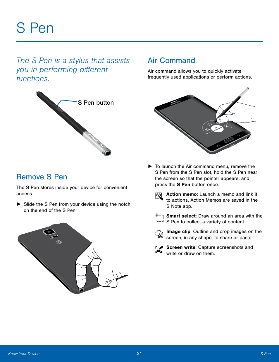 S pen, Air command | Samsung Galaxy Note Edge User Manual | Page 27 / 134