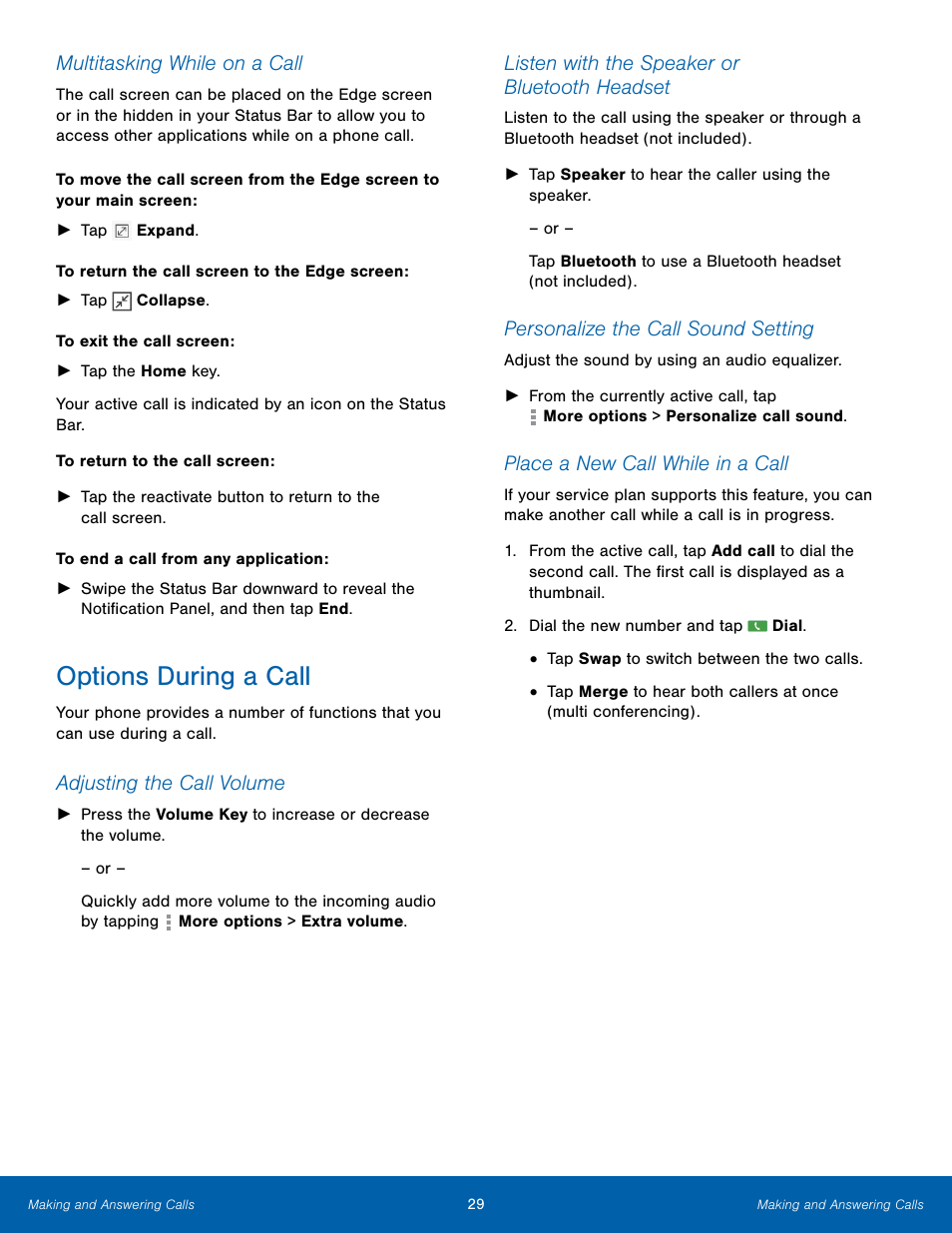 Options during a call | Samsung Galaxy Note Edge User Manual | Page 35 / 134