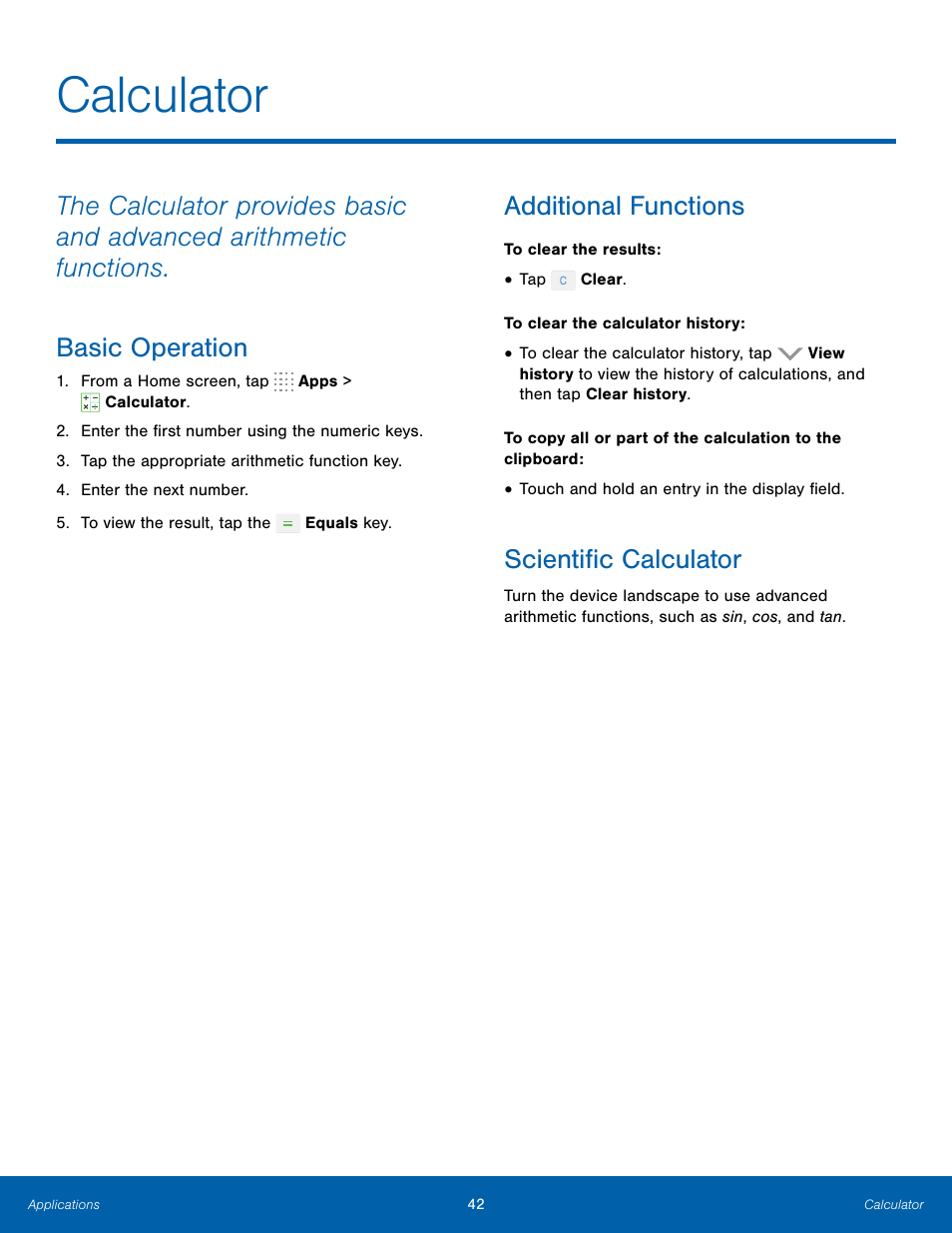 Calculator, Additional functions, Scientific calculator | Samsung Galaxy Note Edge User Manual | Page 48 / 134