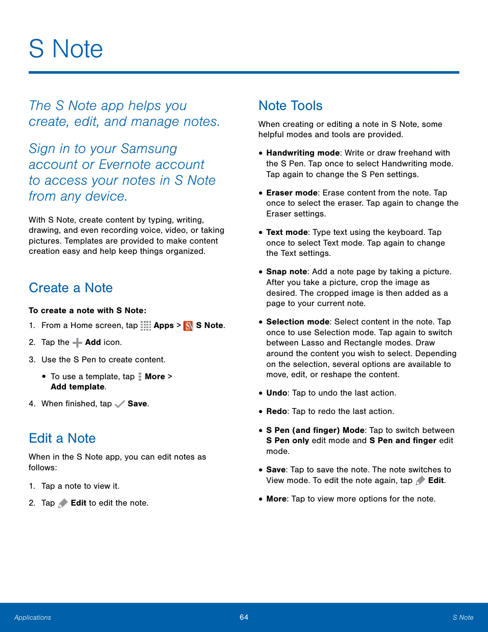 S note | Samsung Galaxy Note Edge User Manual | Page 70 / 134