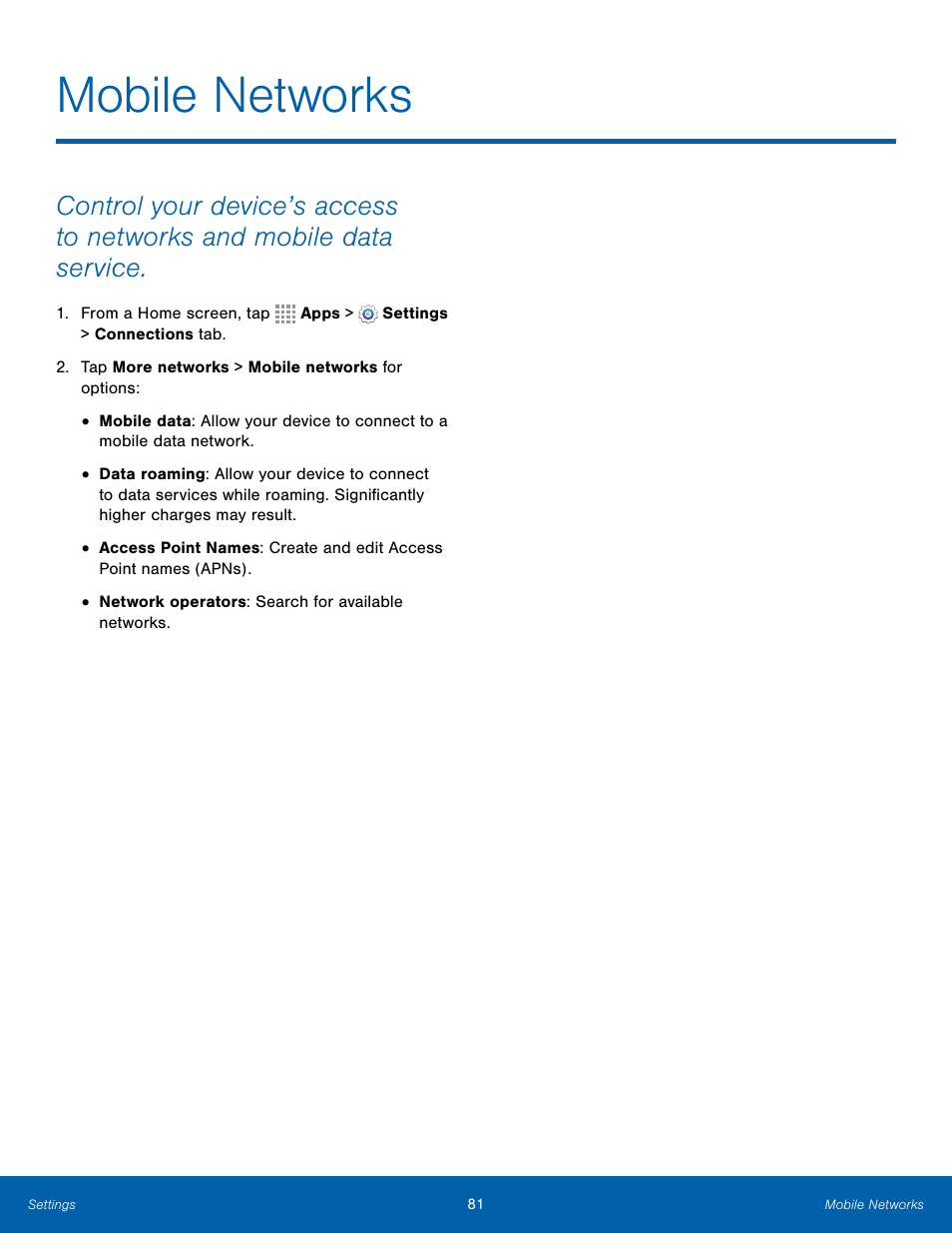 Mobile networks | Samsung Galaxy Note Edge User Manual | Page 87 / 134