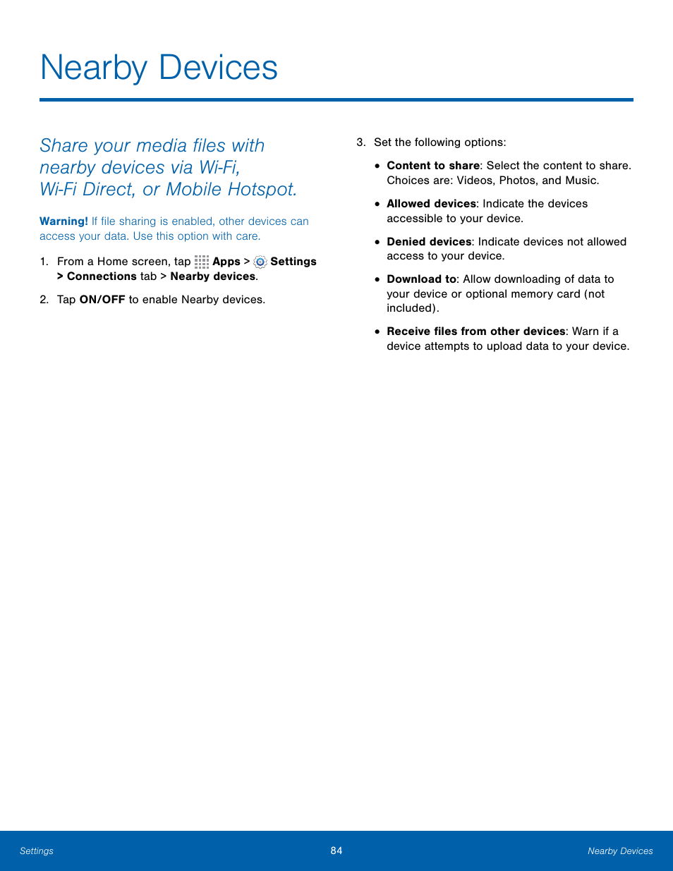Nearby devices | Samsung Galaxy Note Edge User Manual | Page 90 / 134