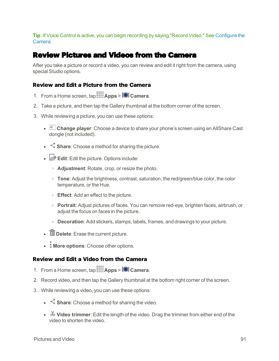 Review pictures and videos from the camera | Samsung Galaxy Note 4 User Manual | Page 102 / 213