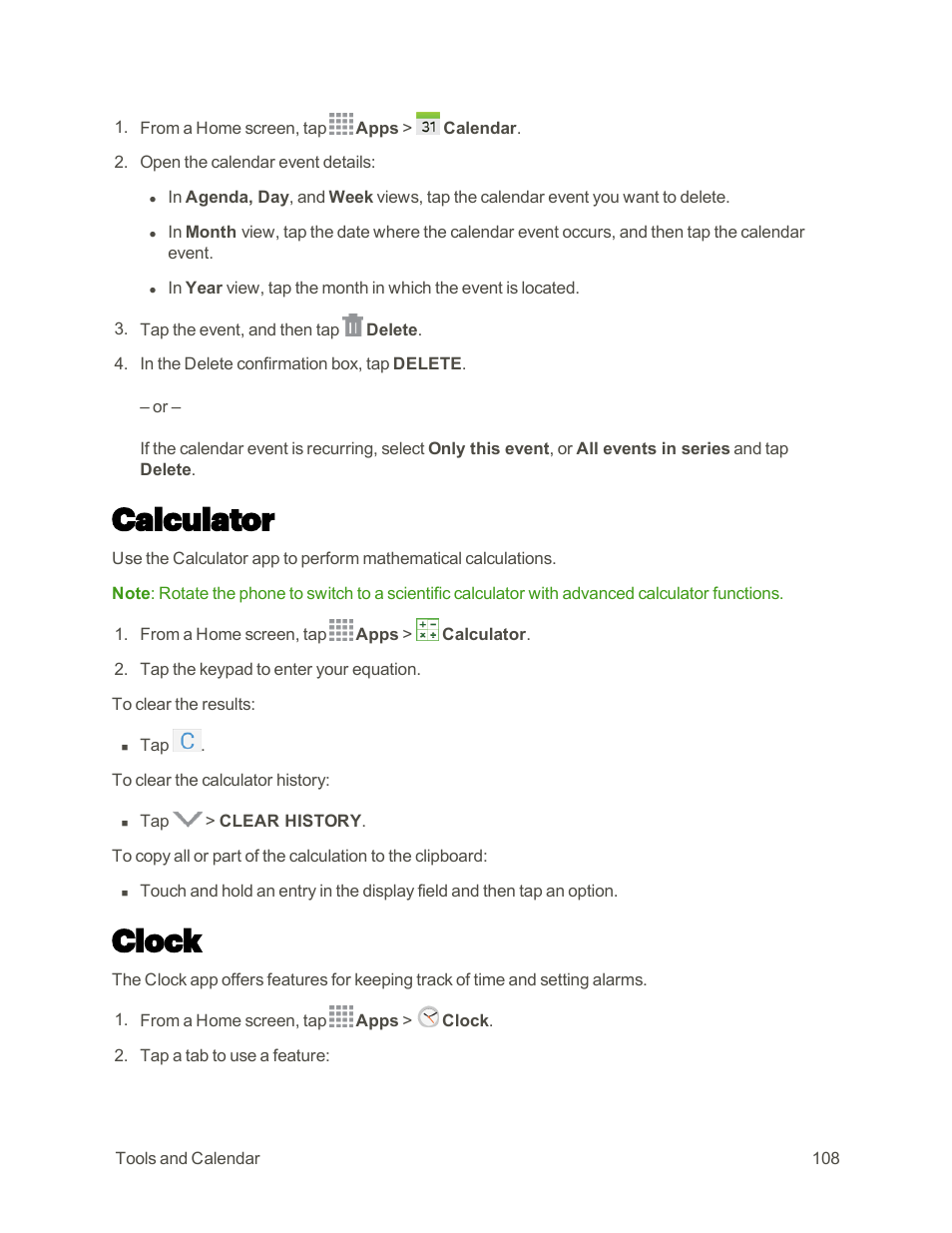 Calculator, Clock | Samsung Galaxy Note 4 User Manual | Page 119 / 213