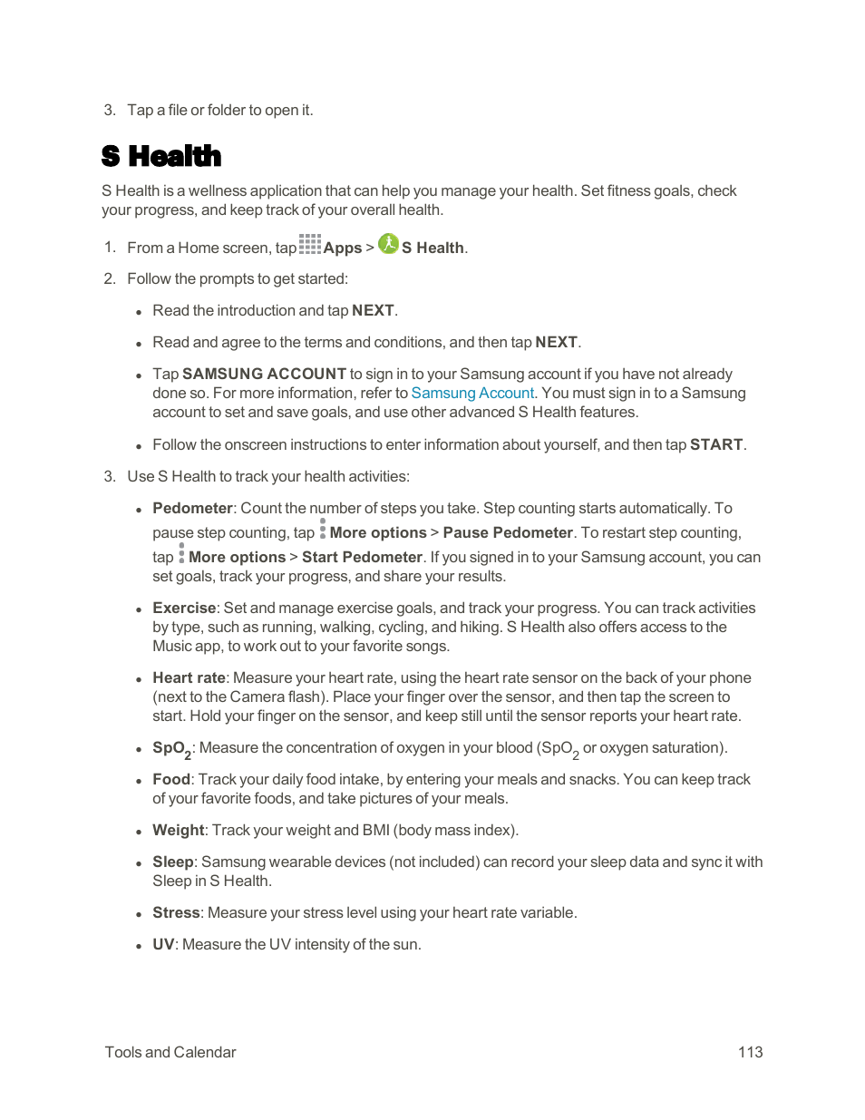 S health | Samsung Galaxy Note 4 User Manual | Page 124 / 213