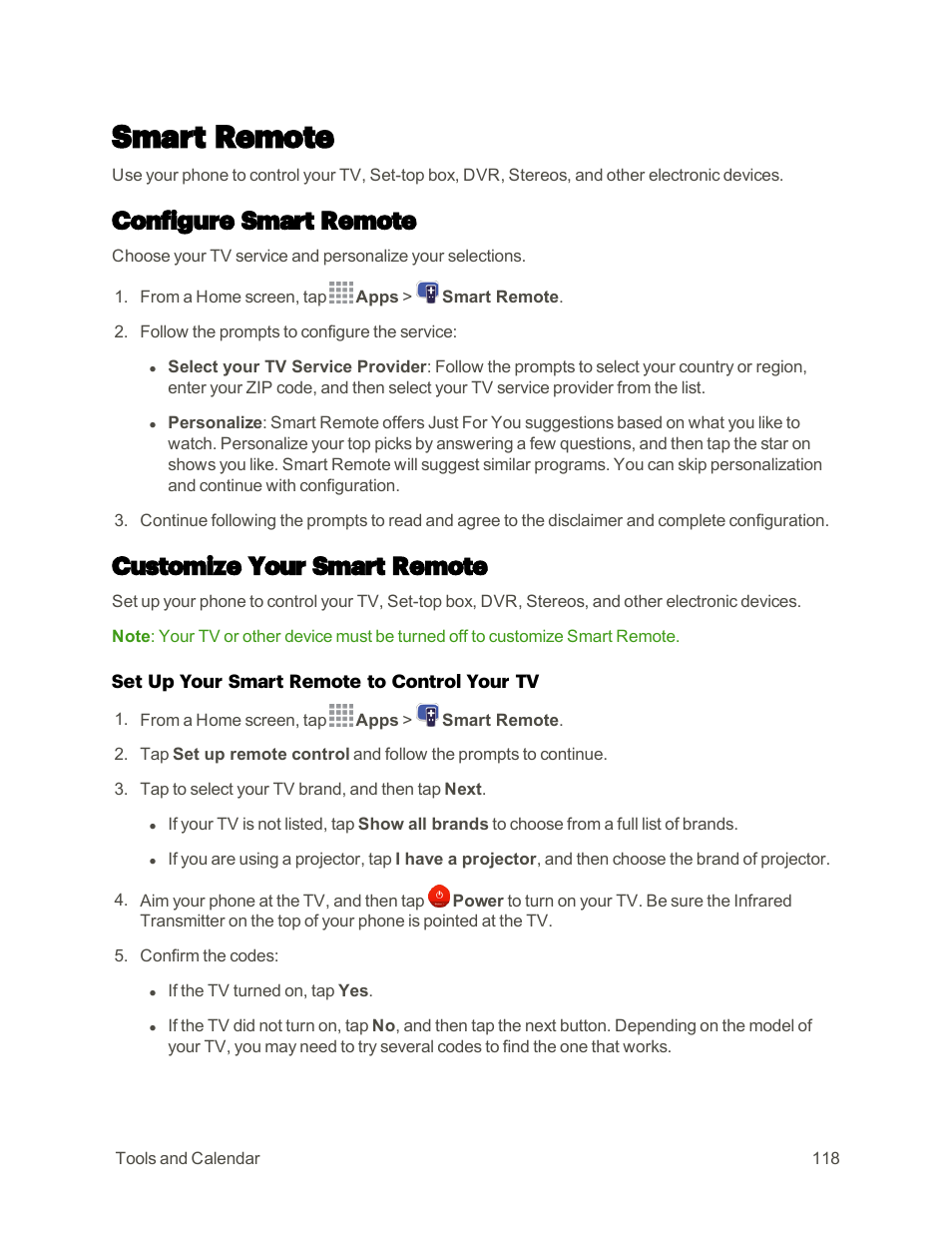 Smart remote, Configure smart remote, Customize your smart remote | Samsung Galaxy Note 4 User Manual | Page 129 / 213