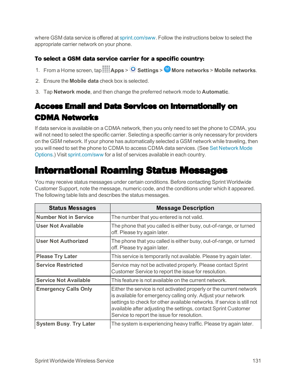 International roaming status messages | Samsung Galaxy Note 4 User Manual | Page 142 / 213