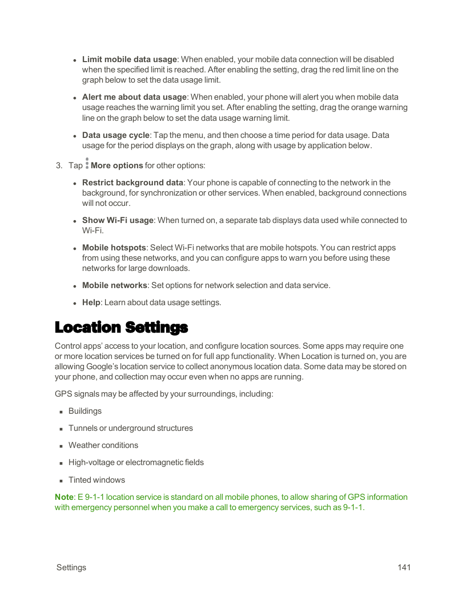 Location settings | Samsung Galaxy Note 4 User Manual | Page 152 / 213