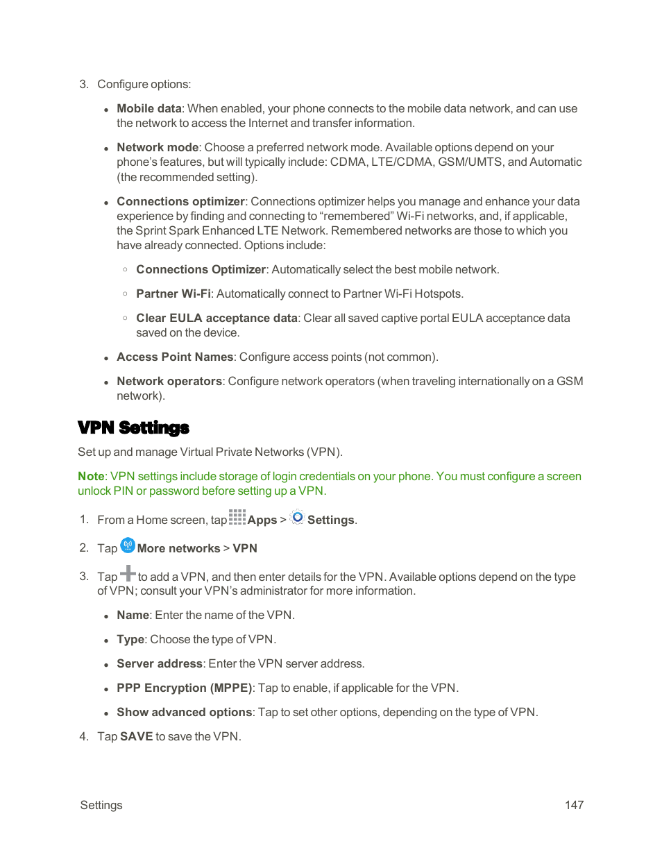 Vpn settings | Samsung Galaxy Note 4 User Manual | Page 158 / 213