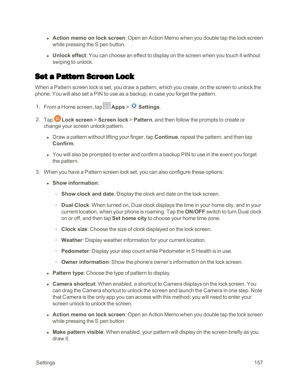 Set a pattern screen lock | Samsung Galaxy Note 4 User Manual | Page 168 / 213