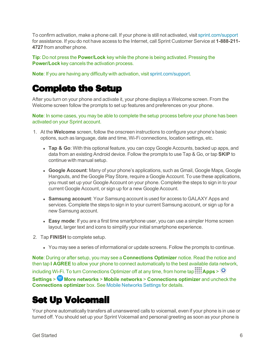 Complete the setup, Set up voicemail | Samsung Galaxy Note 4 User Manual | Page 17 / 213