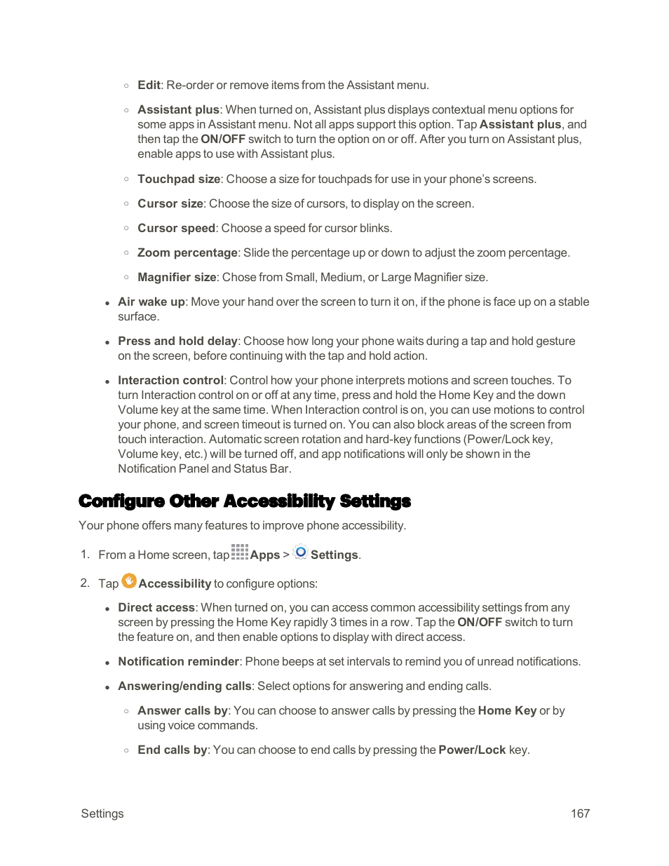 Configure other accessibility settings | Samsung Galaxy Note 4 User Manual | Page 178 / 213