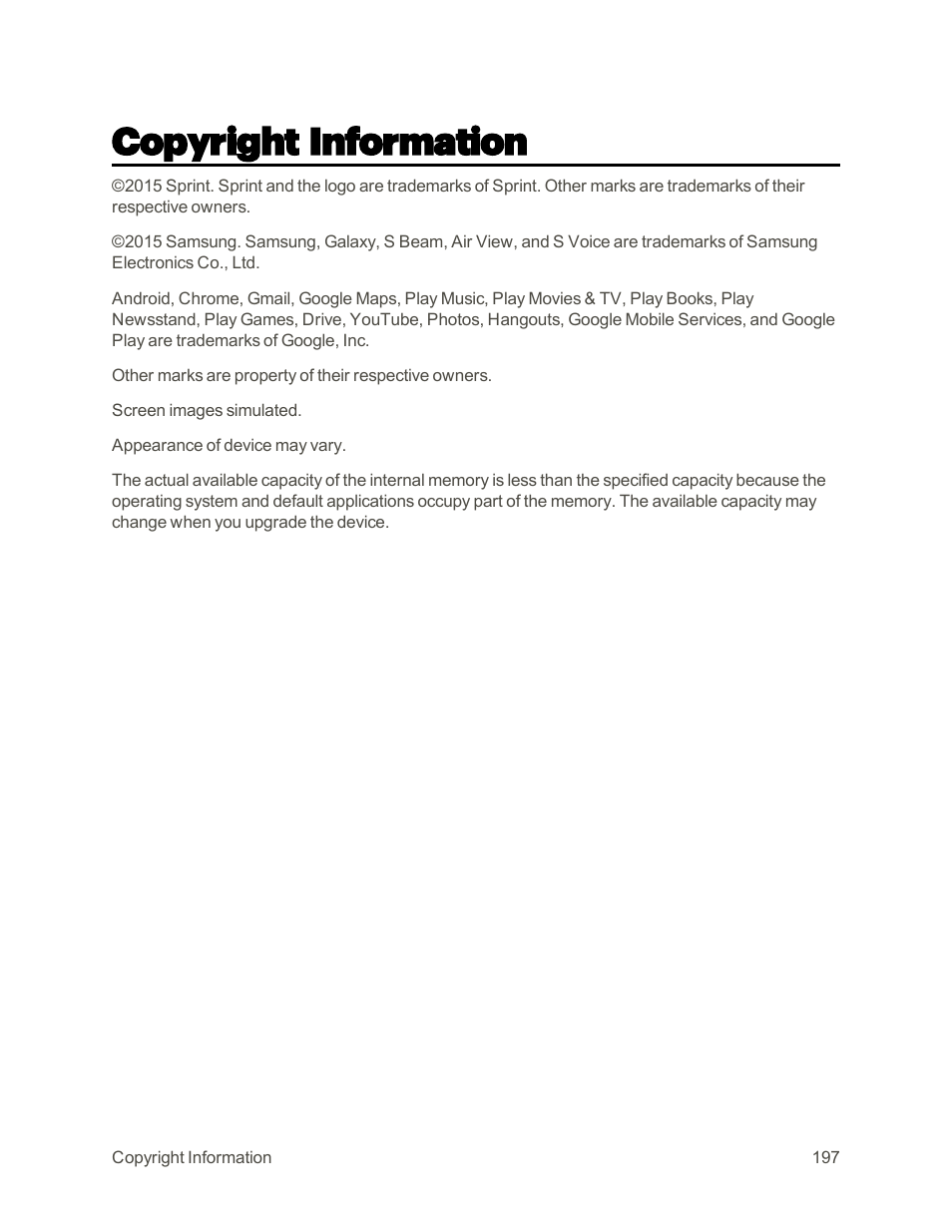 Copyright information | Samsung Galaxy Note 4 User Manual | Page 208 / 213