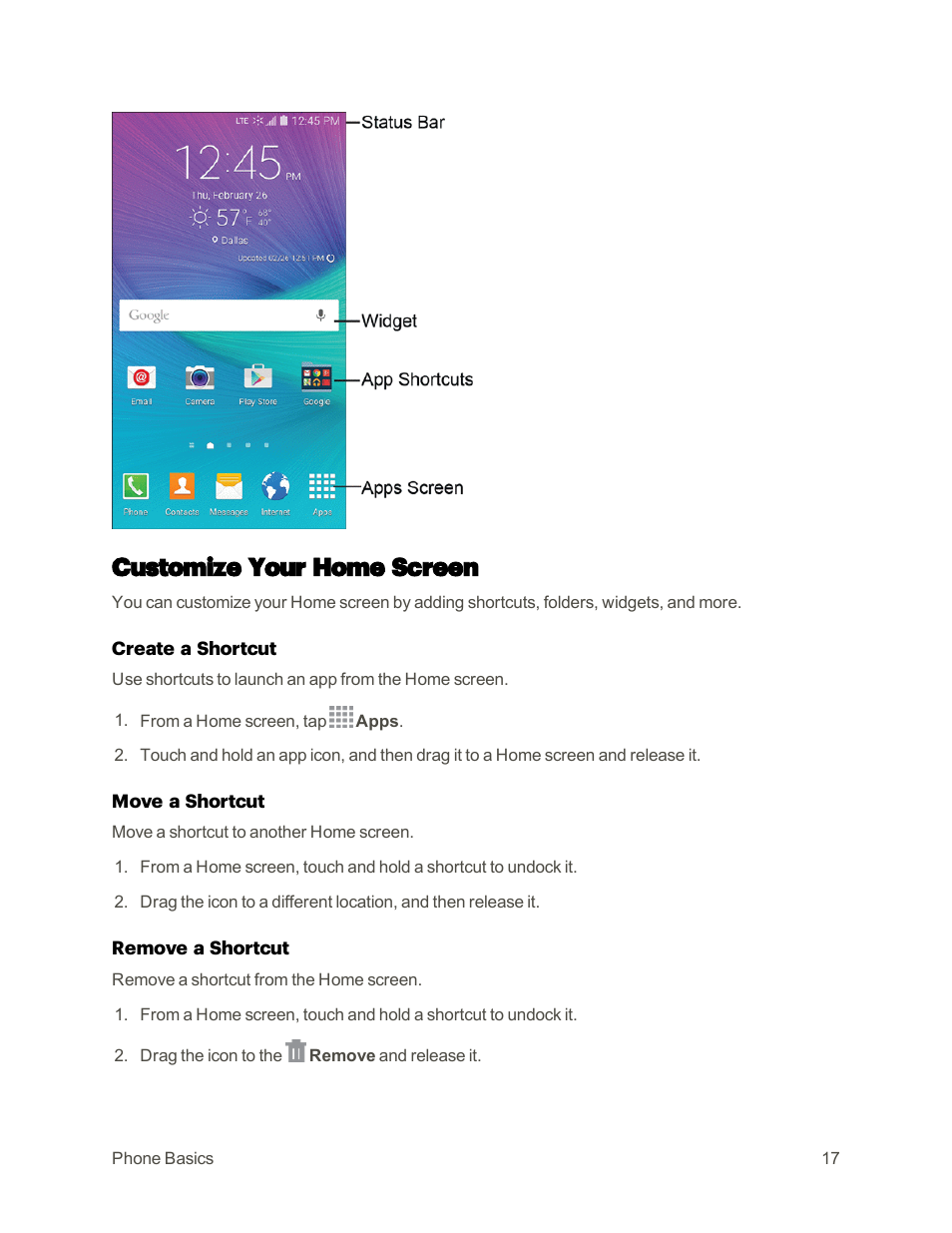 Customize your home screen | Samsung Galaxy Note 4 User Manual | Page 28 / 213