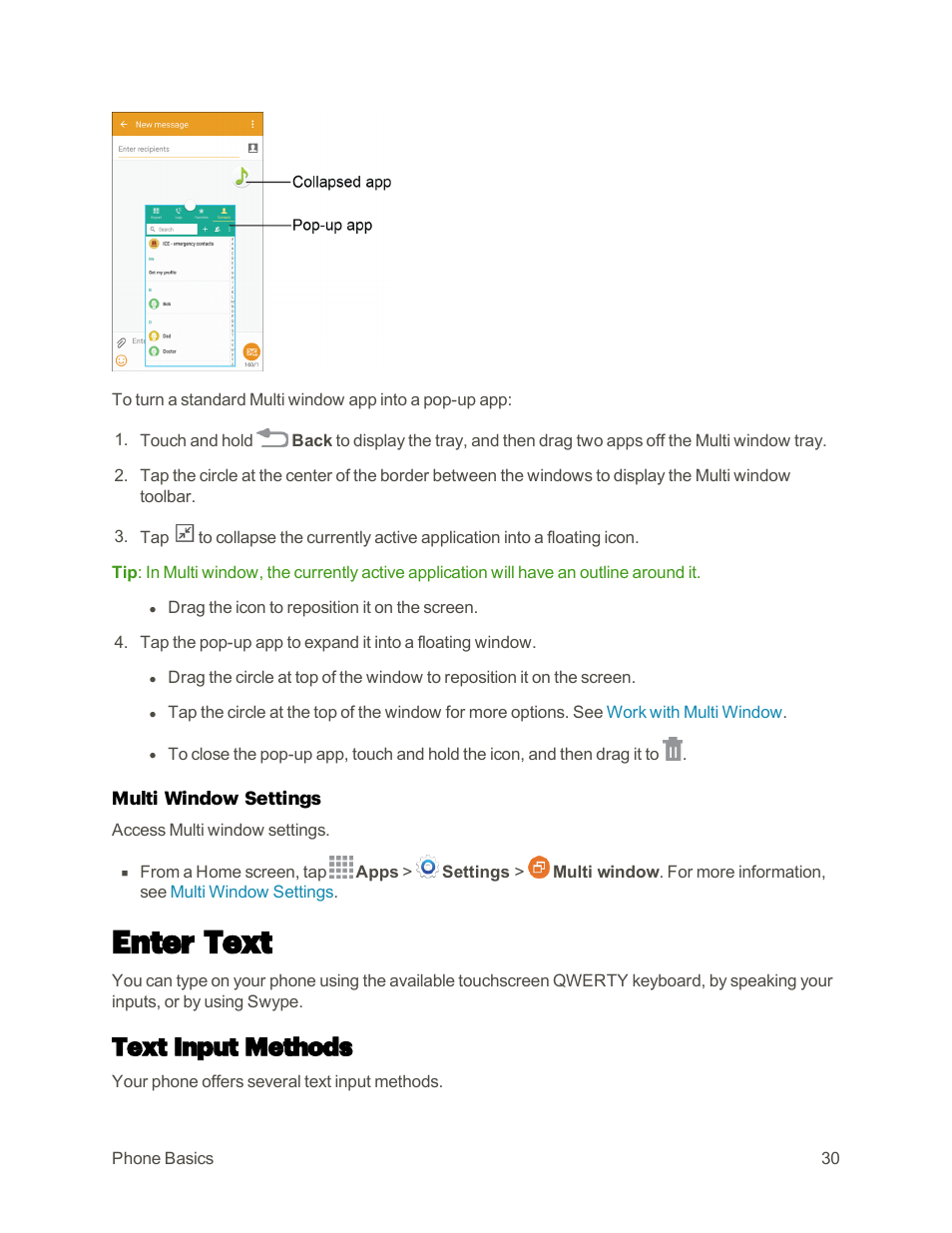 Enter text, Text input methods | Samsung Galaxy Note 4 User Manual | Page 41 / 213