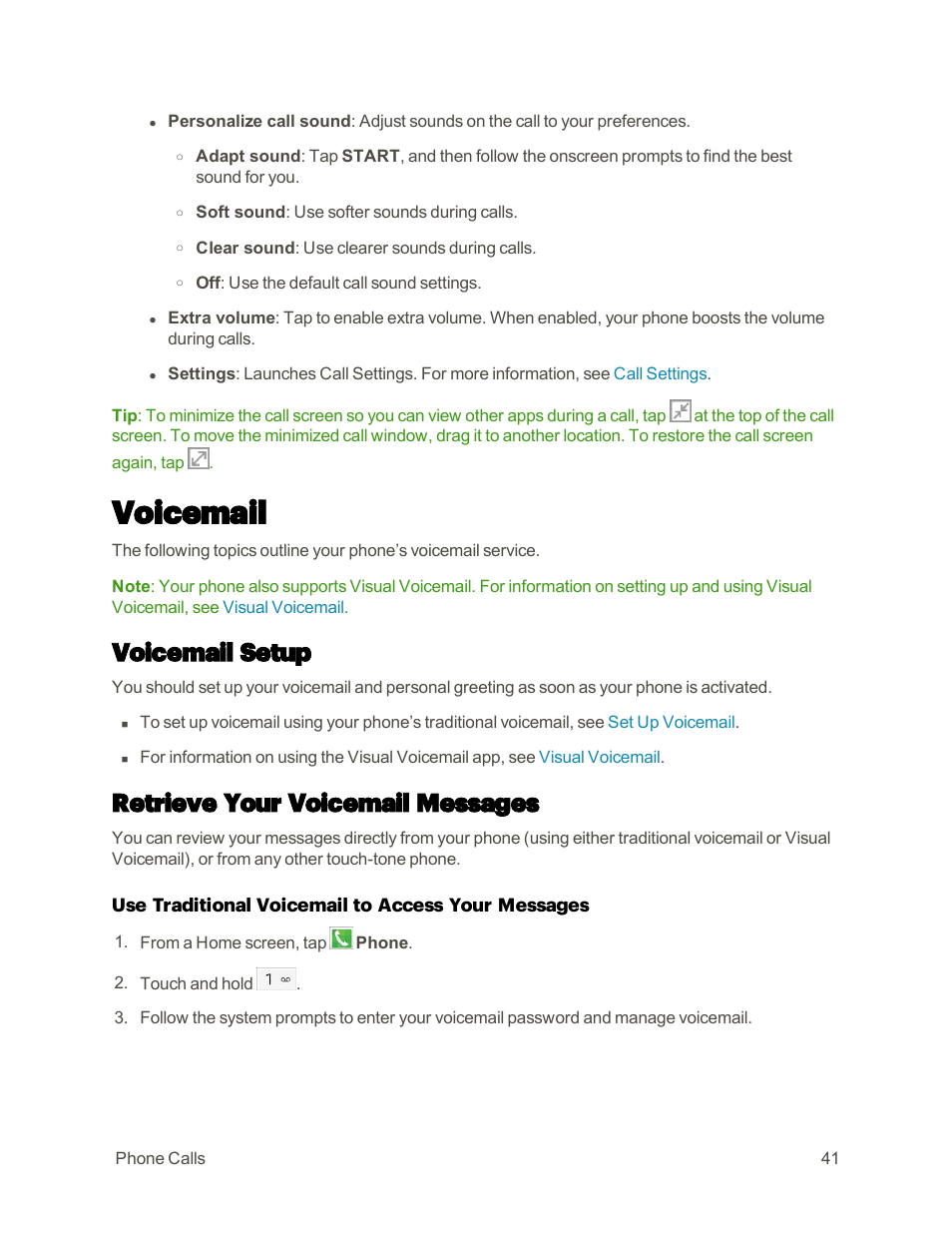 Voicemail, Voicemail setup, Retrieve your voicemail messages | Samsung Galaxy Note 4 User Manual | Page 52 / 213