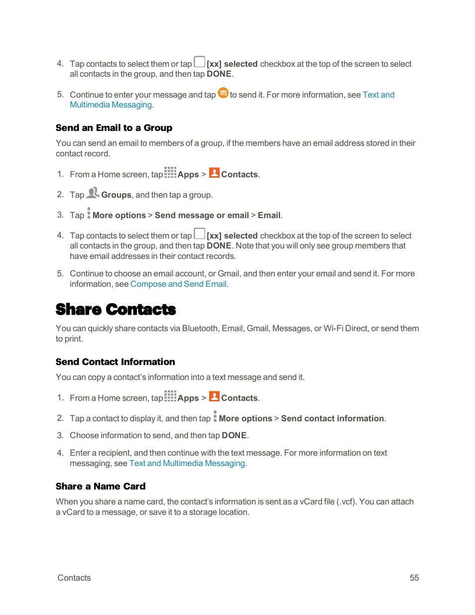 Share contacts | Samsung Galaxy Note 4 User Manual | Page 66 / 213