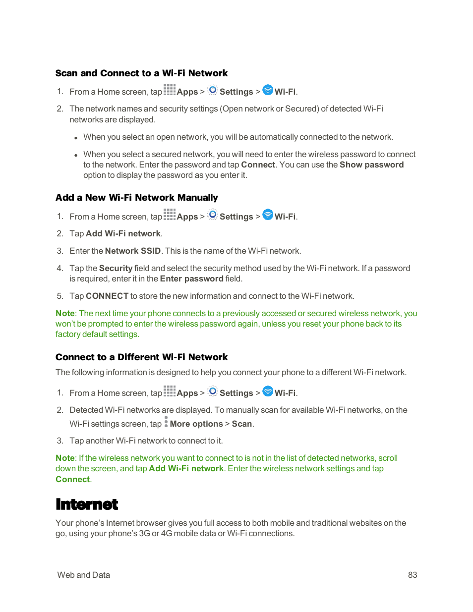 Internet | Samsung Galaxy Note 4 User Manual | Page 94 / 213