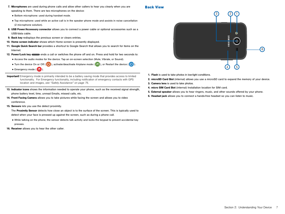 Back view | Samsung Galaxy Avant User Manual | Page 12 / 92