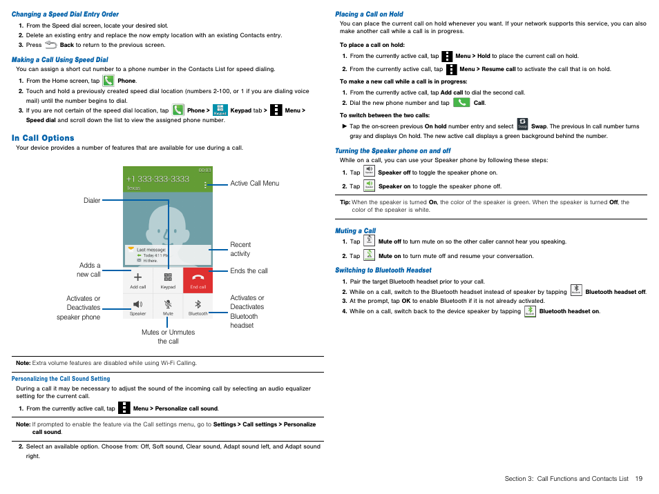 In call options | Samsung Galaxy Avant User Manual | Page 24 / 92