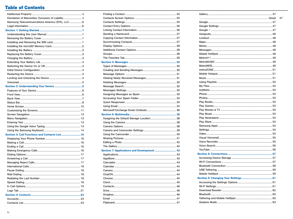 Samsung Galaxy Avant User Manual | Page 4 / 92