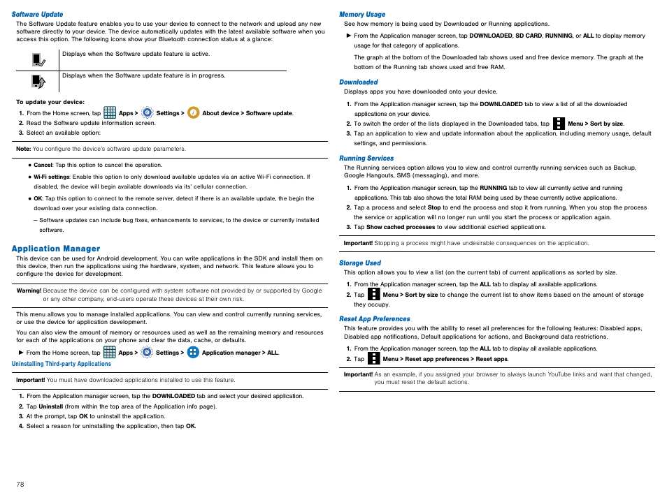 Application manager | Samsung Galaxy Avant User Manual | Page 83 / 92