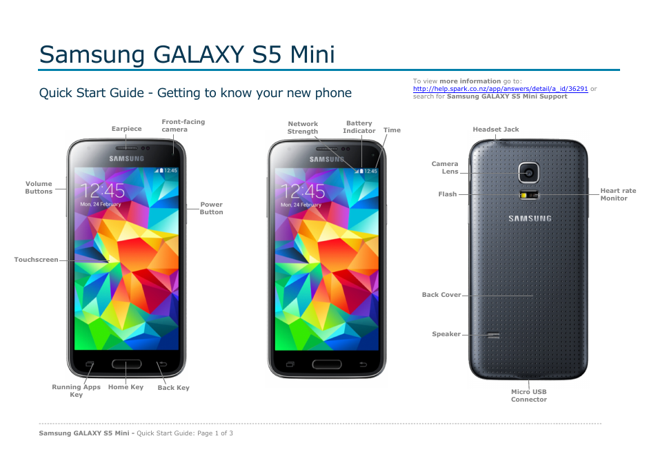 Samsung GALAXY S5 Mini User Manual | 3 pages